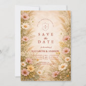 Warme herbstliche Blumenhochzeit Save The Date (Vorderseite)