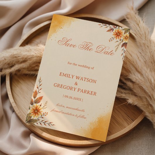 Warme herbstliche florale Eleganz Save The Date