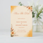 Warme herbstliche florale Eleganz Save The Date (Stehend Vorderseite)