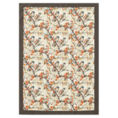 Warme Herbsttablette mit Vögeln Rustikale Blume Tischdecke (Vorderseite)