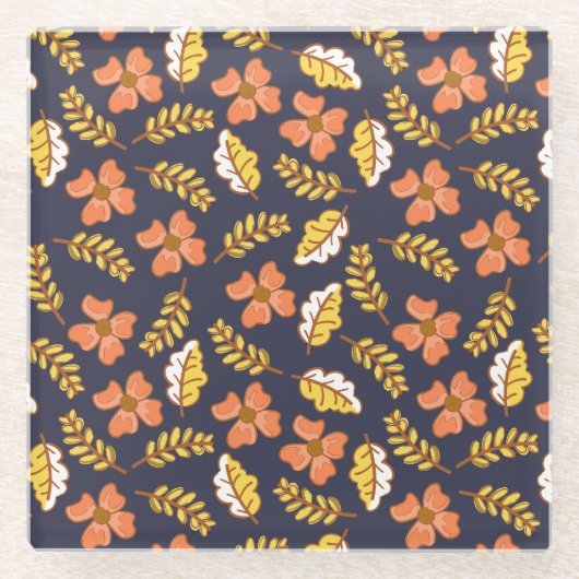 Warme Herbstuntergänge mit Blume Glasuntersetzer (Vorderseite)