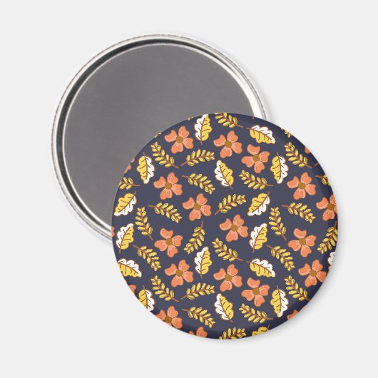 Warme Herbstuntergänge mit Blume Magnet (Vorderseite/Rückseite)