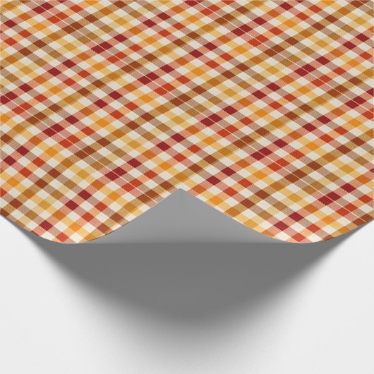 Warme Herbstverpackung Kariert mit Blätter Geschenkpapier (Ecke)