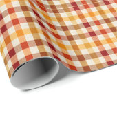 Warme Herbstverpackung Kariert mit Blätter Geschenkpapier (Rolleneckpunkt)
