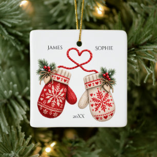 Warme Herzen Skandinavische Weihnachtshandschuhe Keramikornament