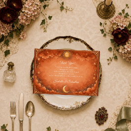 Warme Himmelhochzeit von Sonne und Mond Dankeskarte