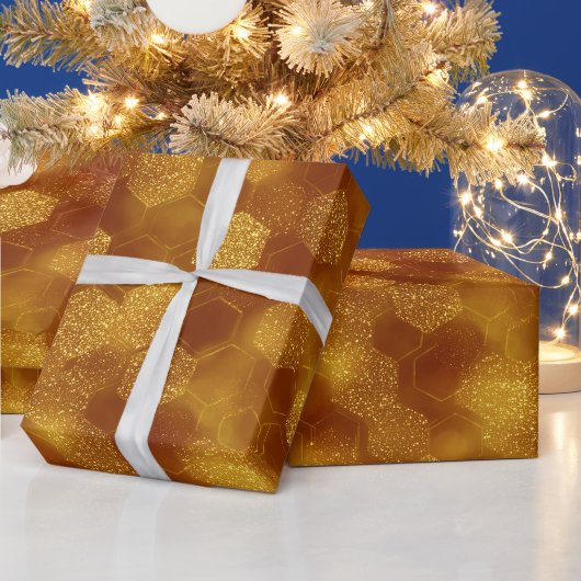 Warme Honig-Gold-Glow-Creme Glitter-Muster Geschenkpapier (Feiertage)