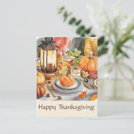 Warme Jahreszeit der Dankbarkeit Fest Wasserfarben Postkarte (Stehend Vorderseite)