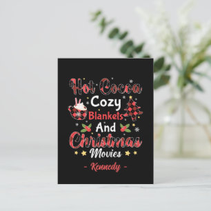 Warme Kakao, gemütliche Decken und Weihnachtsmotiv Postkarte