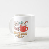 Warme Kakao und Weihnachtsfilme Retro Kaffeetasse (Vorderseite Links)