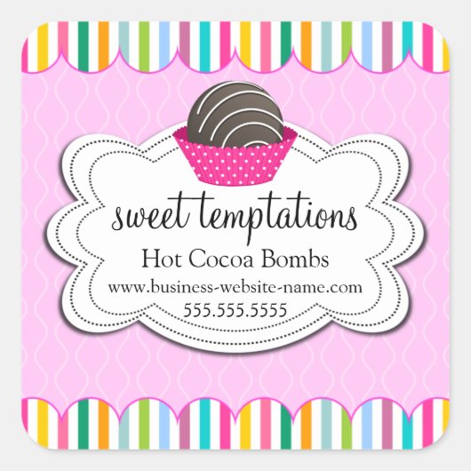 Warme Kakaoschokoladenbomben Quadratischer Aufkleber (Vorderseite)