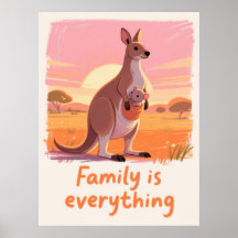 Warme Kangaroo-Familie-Sonnenuntergang-Kunst