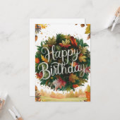 Warme kleine Jahreszeit Herbst glücklich Geburtsta Karte (Vorderseite/Rückseite Beispiel)