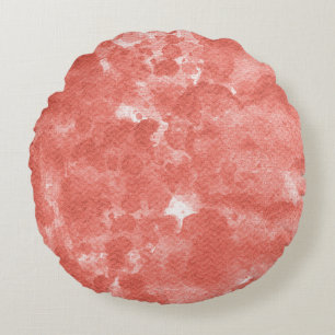 Warme Korallenrosa-Wasserfarben-Wash-Muster Rundes Kissen