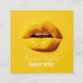 Warme Lippen | Coole Gelbmakeup-Visitenkarte Quadratische Visitenkarte (Vorderseite)