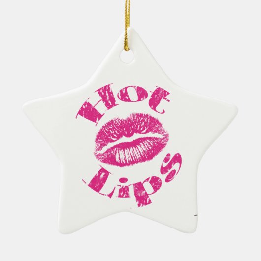 Warme Lippen! Rosa Lippen Keramik Ornament (Vorne)