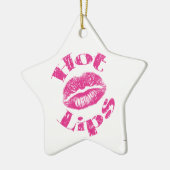 Warme Lippen! Rosa Lippen Keramik Ornament (Links)