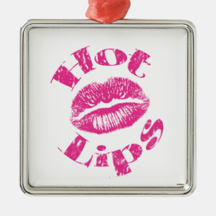 Warme Lippen! Rosa Lippen Ornament Aus Metall