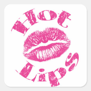 Warme Lippen! Rosa Lippen Quadratischer Aufkleber