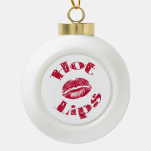 Warme Lippen, rote Lippen Keramik Kugel-Ornament