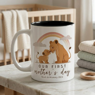 Warme Löwen-Mama Baby Erster Muttertag Ruhige Lieb Zweifarbige Tasse