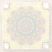 Warme Mandala Kunst mit grünen Formen Glasuntersetzer (Rückseite)