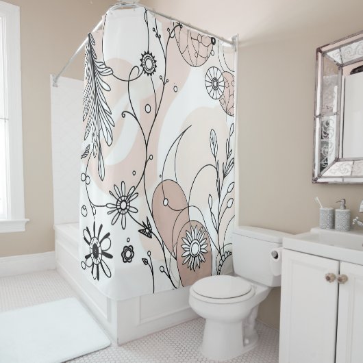 Warme Minimal Boho Kunst für Zuhause Duschvorhang (Beispiel)