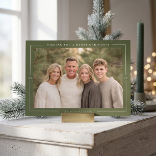 Warme Minimal-Weihnachts-Foto - Olivgrün Feiertagskarte