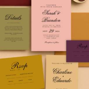 Warme, Minimalistische Script-Hochzeit Einladung