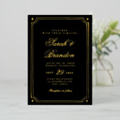 Warme, Minimalistische Script-Hochzeit Folieneinladung (Stehend vorne)