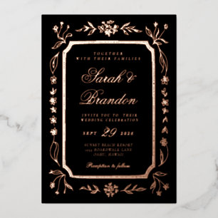 Warme, Minimalistische Script-Hochzeit Folieneinladung