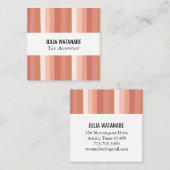 Warme, Minimalistische Streifen Terracotta Clay Quadratische Visitenkarte (Vorne/Hinten)