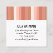 Warme, Minimalistische Streifen Terracotta Clay Quadratische Visitenkarte (Rückseite)