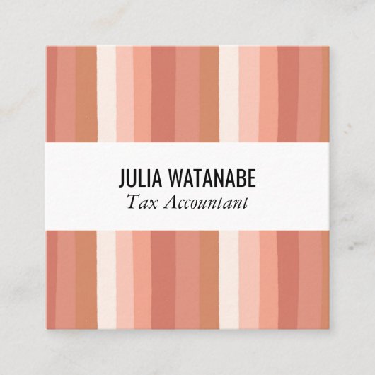 Warme, Minimalistische Streifen Terracotta Clay Quadratische Visitenkarte (Vorderseite)
