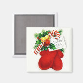 Warme Mittens & Holiday Cheer Vintag Magnet (Vorderseite/Rückseite)