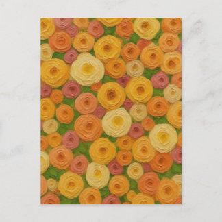 Warme nahtlose Herbst-Blumenmuster-Ölgemälde A Postkarte