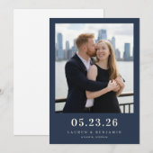 Warme Navy Romantische Fotografie Save The Date (Vorne/Hinten)