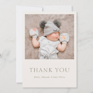 Warme neutrale Babyparty-Foto Dankeskarte
