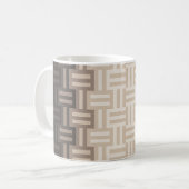 Warme Neutrale Farbtöne Quilt-Muster Kaffeetasse (Vorderseite Links)