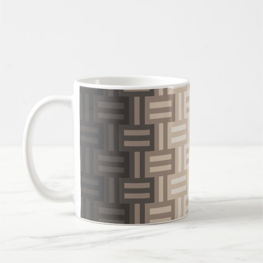 Warme Neutrale Farbtöne Quilt-Muster Kaffeetasse (Links)