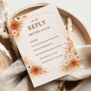Warme neutrale florale Reaktion RSVP Karte