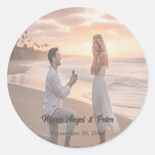 Warme neutrale Foto-Hochzeitsumschlag Runder Aufkleber