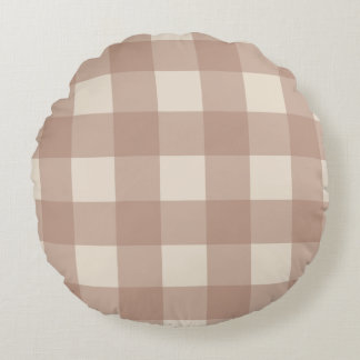 Warme neutrale Gingham-Kissen - Rund Rundes Kissen