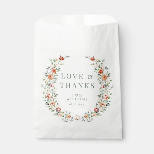 Warme orange Blume Hochzeit danke Ihnen für Tasche Geschenktütchen (Vorderseite)