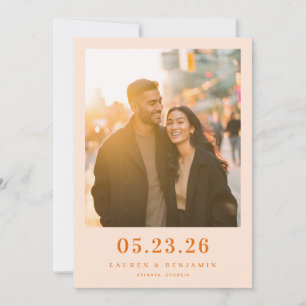Warme Orange Candid-Foto Save The Date