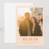 Warme Orange Candid-Foto Save The Date (Vorne/Hinten)