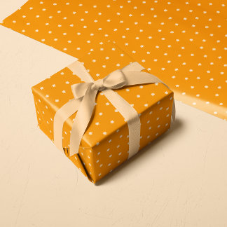 Warme Orange Ditsy Blumen Punkte Muster Geschenkpapier