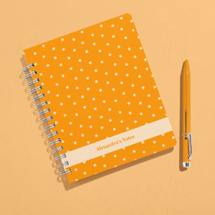 Warme Orange Ditsy-Blumen-Punkte Personalisiert Notizblock