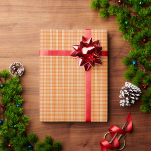 Warme Orange Leinen-Karomuster Geschenkpapier