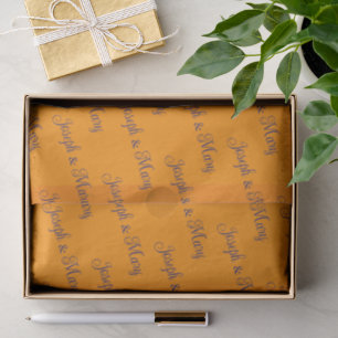 Warme Orange & Tiefe Blaue Schrift Hochzeit Fette  Seidenpapier